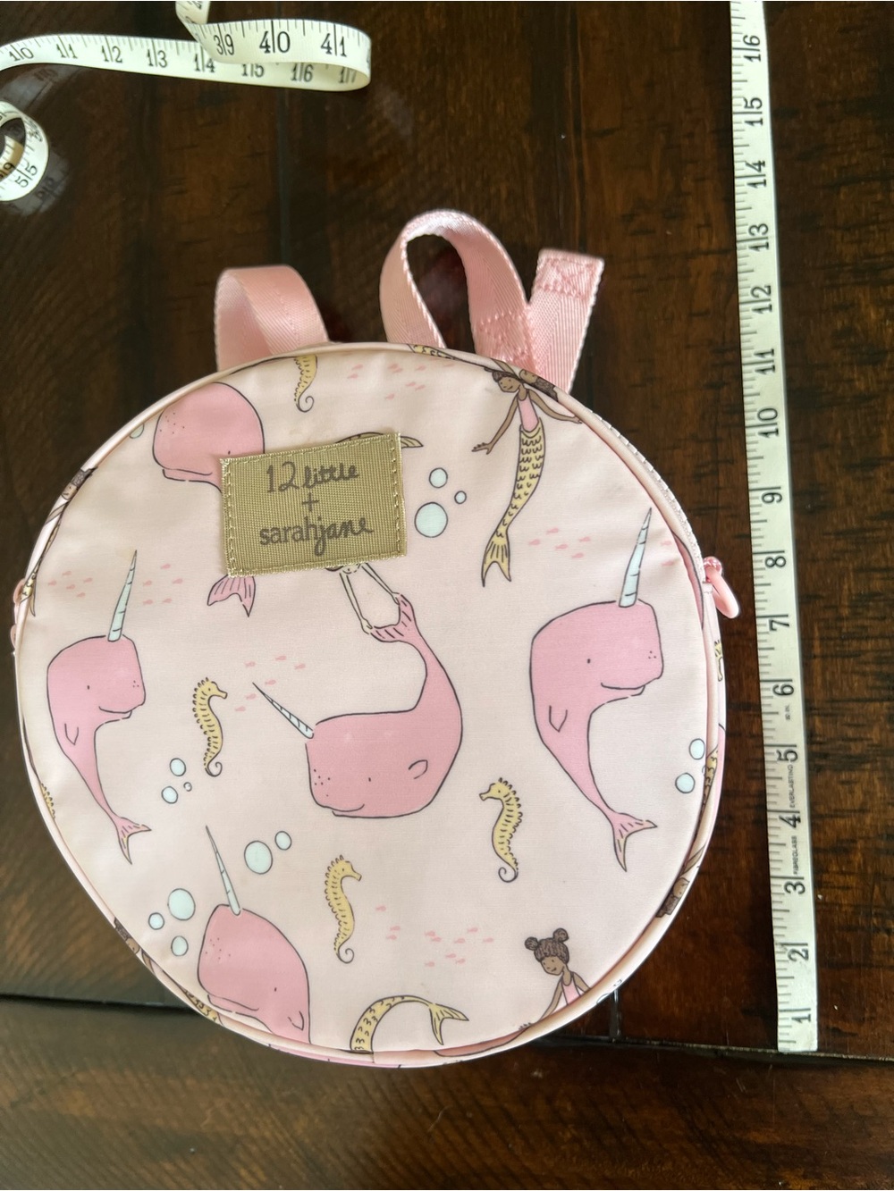 12 Little x Sarah Jane Narwhal Mermaid Mini Backpack Toddler Pink Preschool Bag - Picture 7 of 8